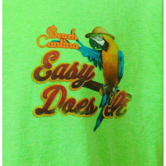 Paradise Collection EASY DOES IT Men's T-shirt XL Green Cotton Blend Parrot - Picture 4 of 7